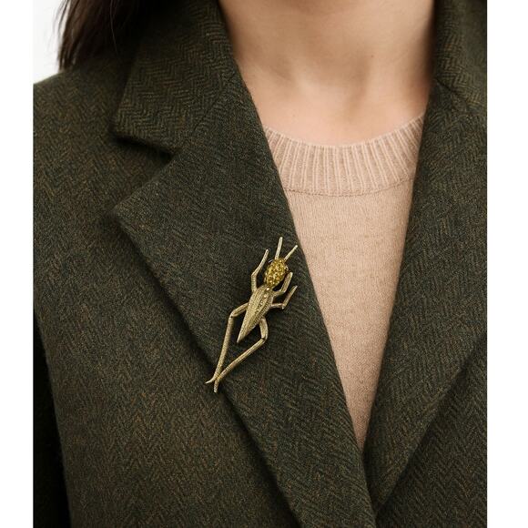 Vintage Grasshopper Brooch w Rhinestones Whimsical Bug Pin 2" Long - Hey Viv - Picture 6 of 7